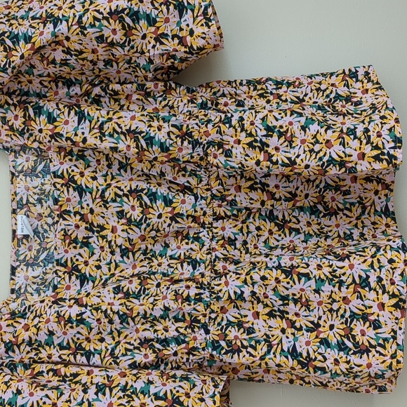 Large Melrose and Market Floral Flower Top Shirt Pink Green Black Cotton - Picture 6 of 14